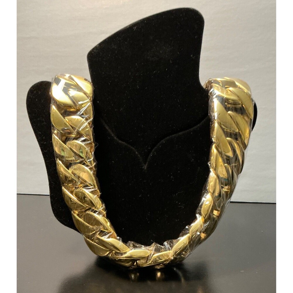 32mm Heavy Men Gold Tone Stainless Steel Curb Cuban Chain Large Necklace Hip Hop